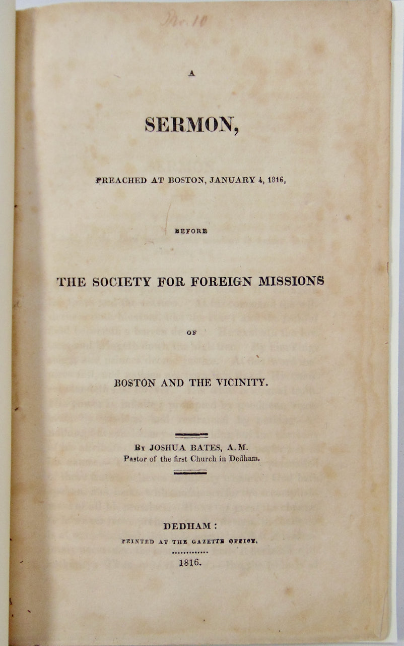 1816 Missionary Sermon, God Can Move Providentially in Wonderful Ways