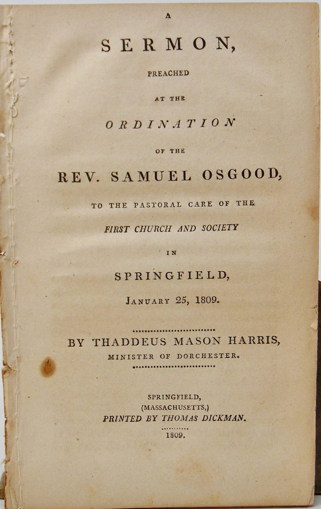 1809 Unitarian Ordination Sermon, Take Heed Unto Thyself and The Doctrine
