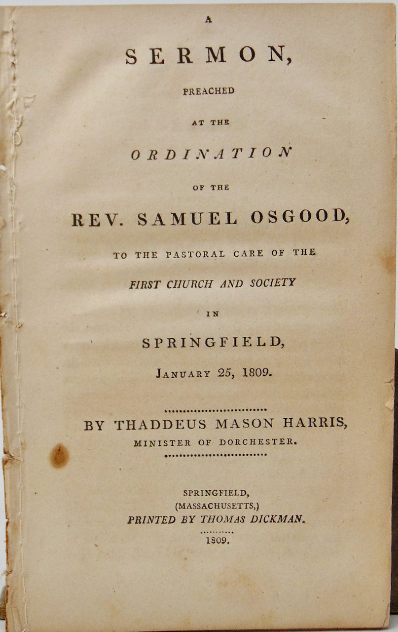 1809 Unitarian Ordination Sermon, Take Heed Unto Thyself and The Doctrine