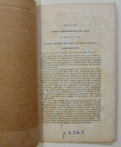 Moses Stuart.  1839 The Most Appropriate Age for Entering the Christian Ministry