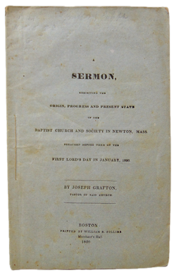 1830 History and Present State of the Baptist Church in Newton, Massachusetts