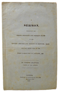 1830 History and Present State of the Baptist Church in Newton, Massachusetts