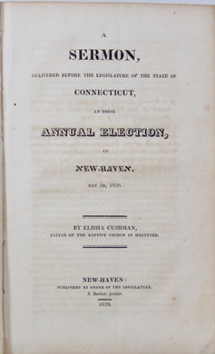 1820 Baptist Election Sermon Entreats the Legislators to be BORN AGAIN