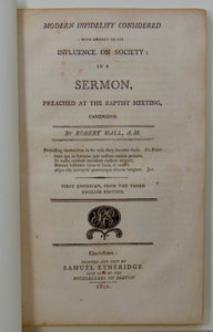 1801 Baptist Robert Hall, Unbelief Ruins Society, Christians Enhance It