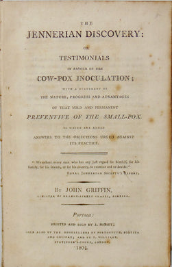 RARE 1804 Cow Pox Inoculation, The Jennerian Discovery Praised & Recommended