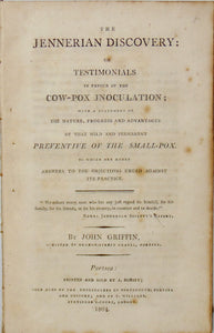 RARE 1804 Cow Pox Inoculation, The Jennerian Discovery Praised & Recommended
