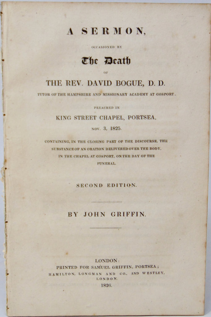 1825 Funeral Sermon for the Rev. David Bogue, A Great Man has Fallen