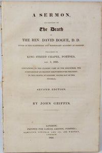 1825 Funeral Sermon for the Rev. David Bogue, A Great Man has Fallen