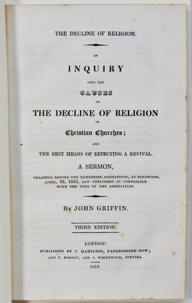 1812 Inquiry into the causes of the Decline and REVIVAL of Religion