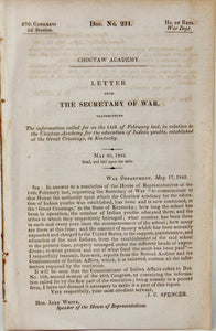 Choctaw Academy, Great Crossings, Kentucky, 1842 education of Indian youths