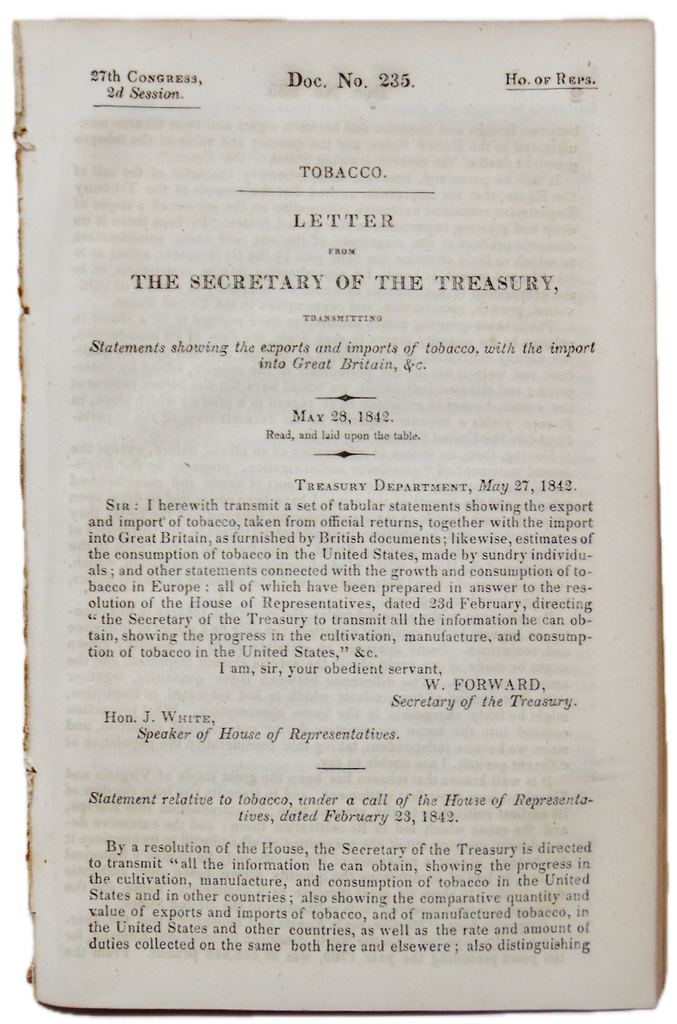1842 TOBACCO, its History, Cultivation, Trade, & Use