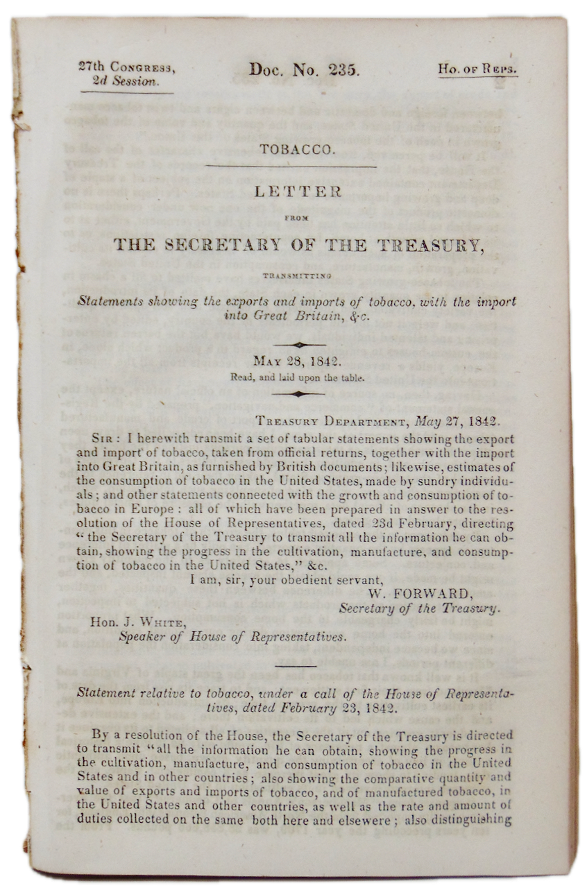 1842 TOBACCO, its History, Cultivation, Trade, & Use