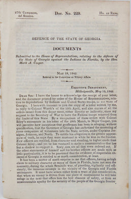 1842 Defense of the State of Georgia from Seminole Indians, Border War
