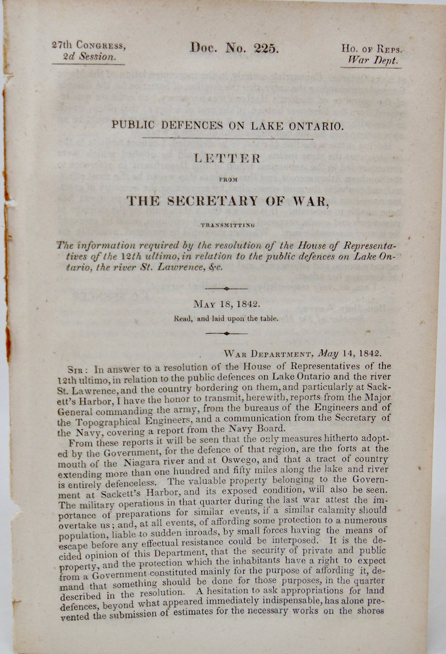 Lake Ontario Undefended!  Sacketts Harbor Must Be Fortified (1842)