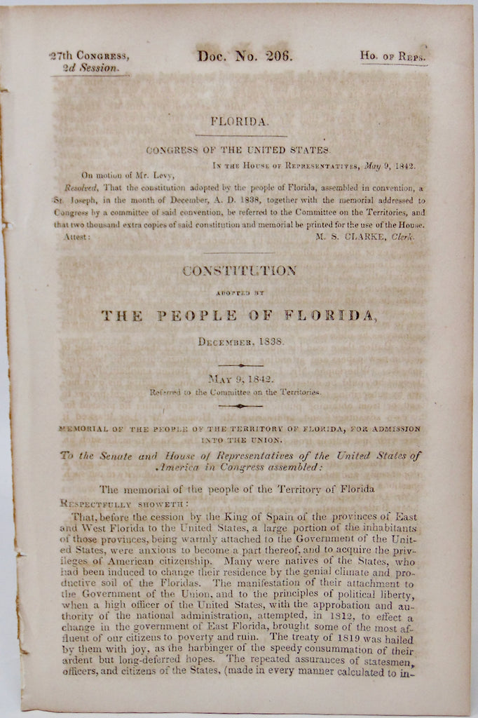 Florida : Constitution of the People of Florida, December, 1838