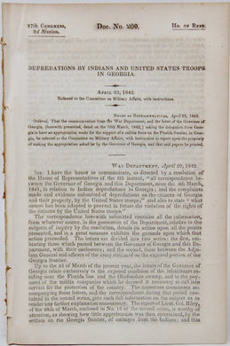 Depredations by Florida Indians and United States Troops in Georgia (1842)