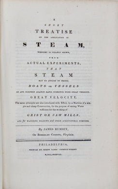 James Rumsey, 1788 A Short Treatise on the application of Steam, reprinted 1842