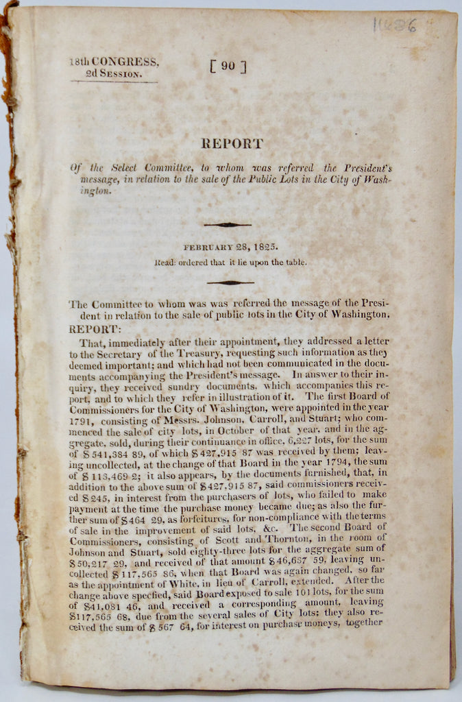 Records of the sale of lands in Washington City (Washington DC), beginning  1791