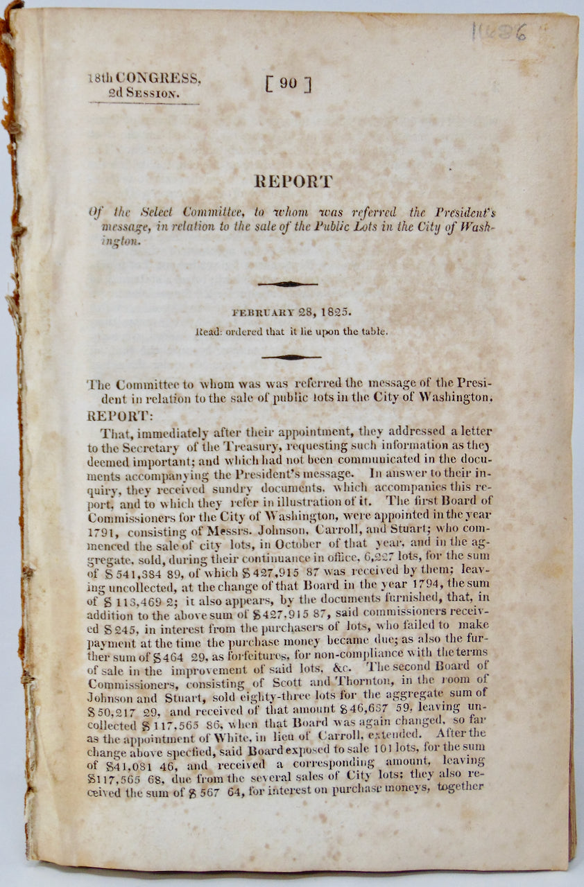 Records of the sale of lands in Washington City (Washington DC), beginning  1791