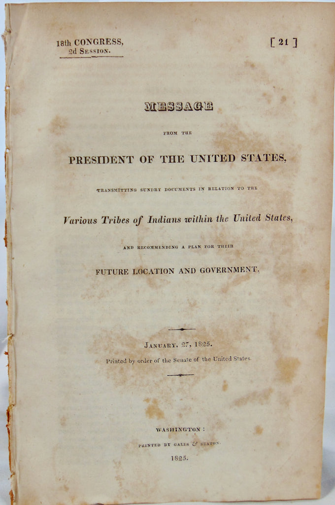 [INDIAN REMOVAL] Plan to RELOCATE ALL INDIANS to the west of the Mississippi