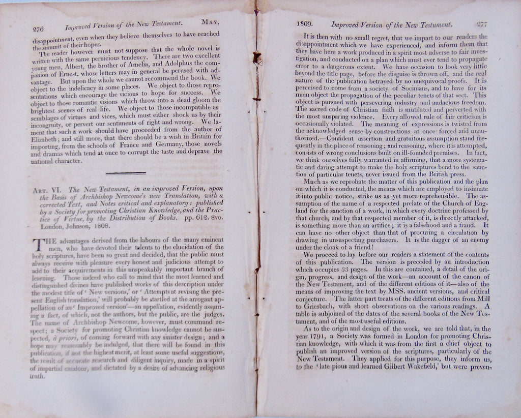 Review of Newcome's improved Version of the New Testament (1809)