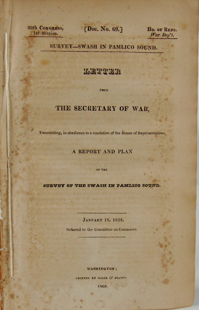 1828 Report on improving Pamlico Sound, North Carolina