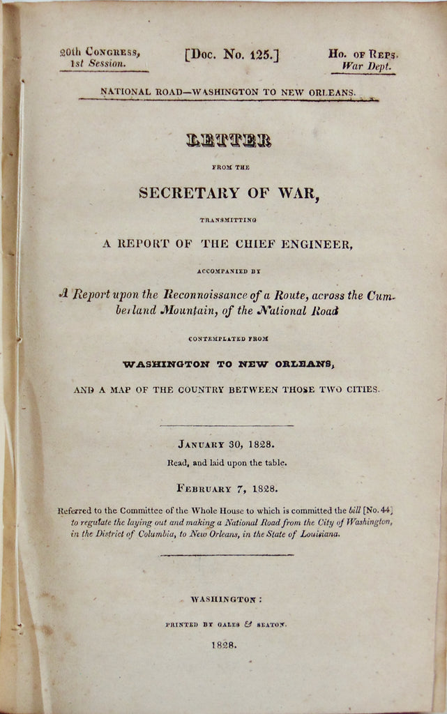 1828 National Road - Washington to New Orleans, Descriptions of Routes