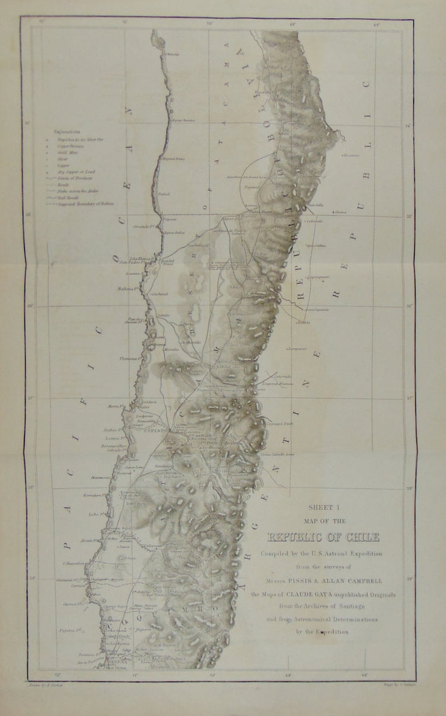 [MAP] Map of the Republic of Chile (3 parts, complete) 1855