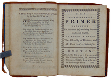 Load image into Gallery viewer, The New England Primer with wooden boards, reprint of 1777 edition