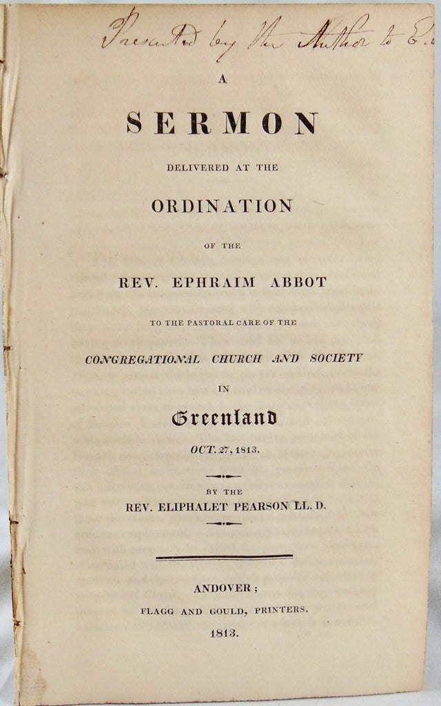 Eliphalet Pearson, Ordination Sermon 1813 Be Wise as Serpents, Harmless as Doves