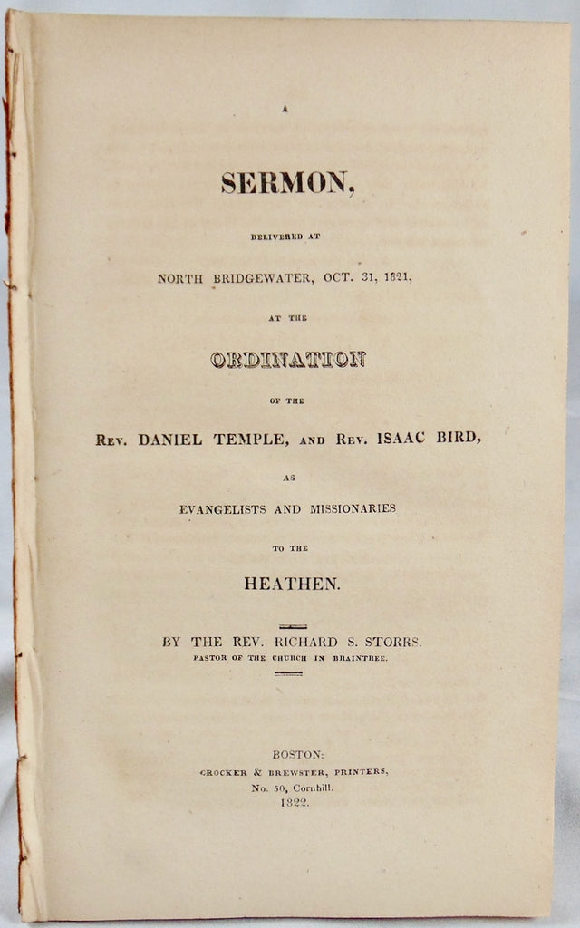 1822 Ordination Sermon, Richard S. Storrs, Missionaries to the Heathen