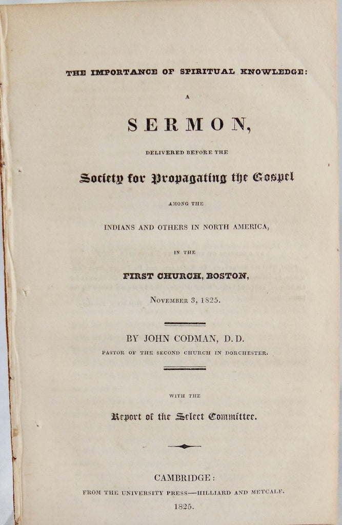 1825 Reports of Missions to American Indians, Sermon on Spiritual Knowledge