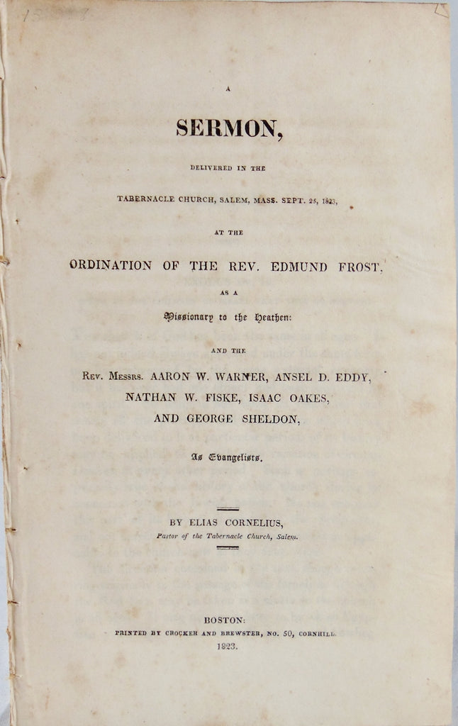 1823 Missionary Ordination Sermon by Elias Cornelius