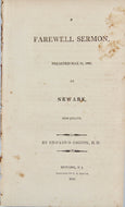 Edward Dorr Griffin, 1809 Farewell Sermon, Newark, NJ