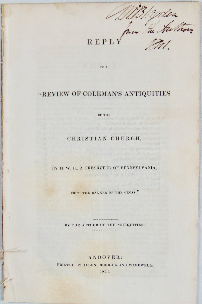 1841 Ancient Christians were Presbyterians, Debate with Episcopalian