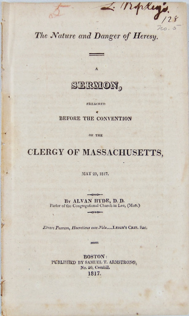 The Nature and Danger of Heresy 1817 Revival Preacher Alvan Hyde
