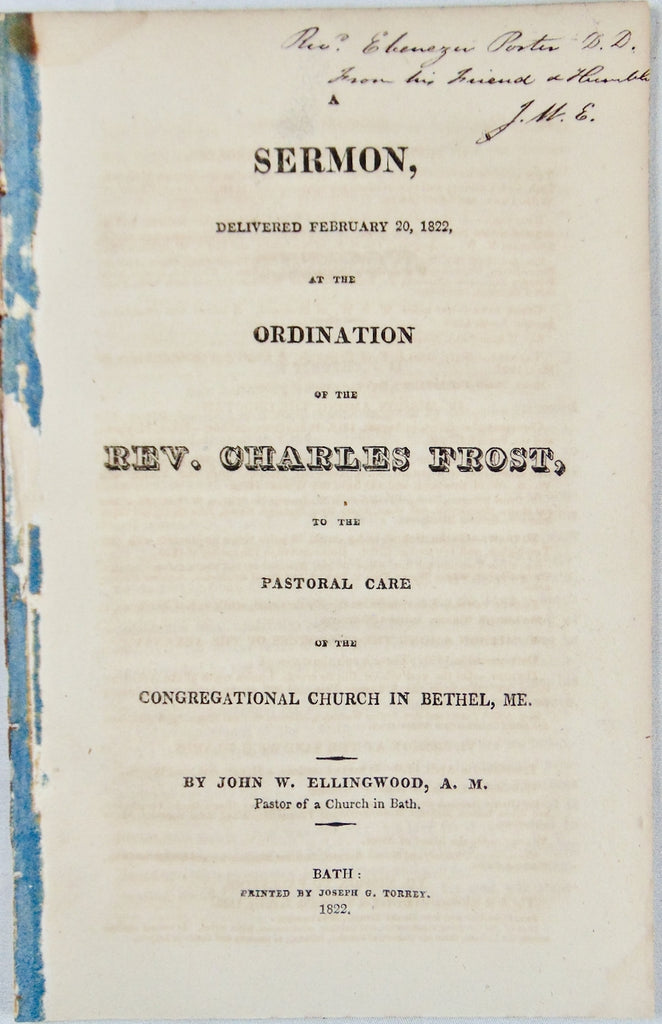1822 Ordination Sermon on I Timothy 1:11, The glorious Gospel