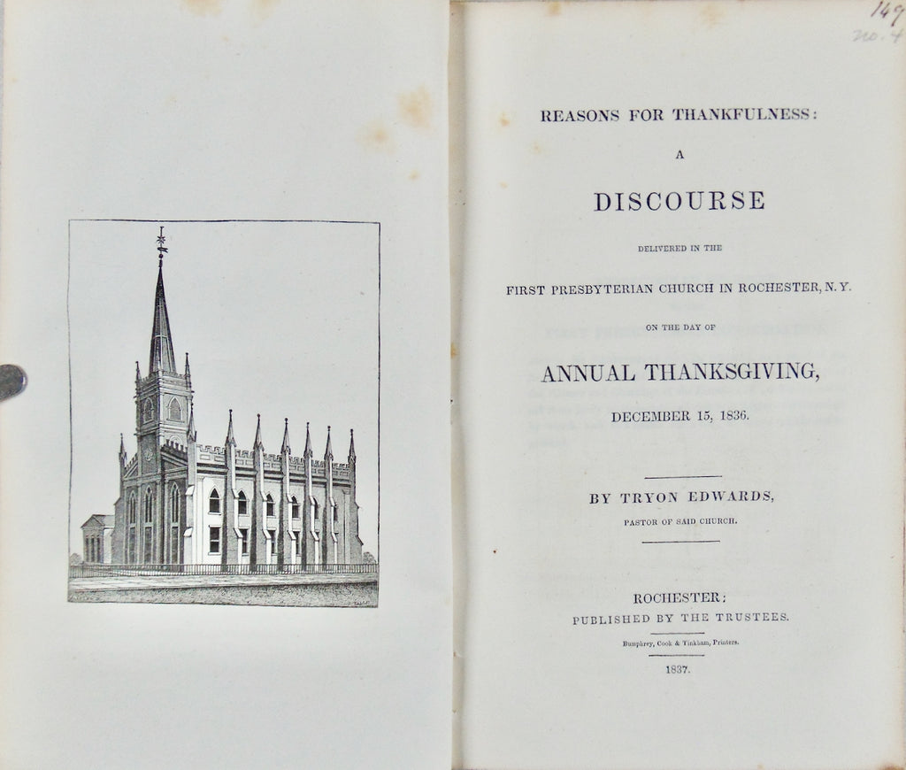 1837 Reasons for Thankfulness, United States Began as Christian, Warning of Sins