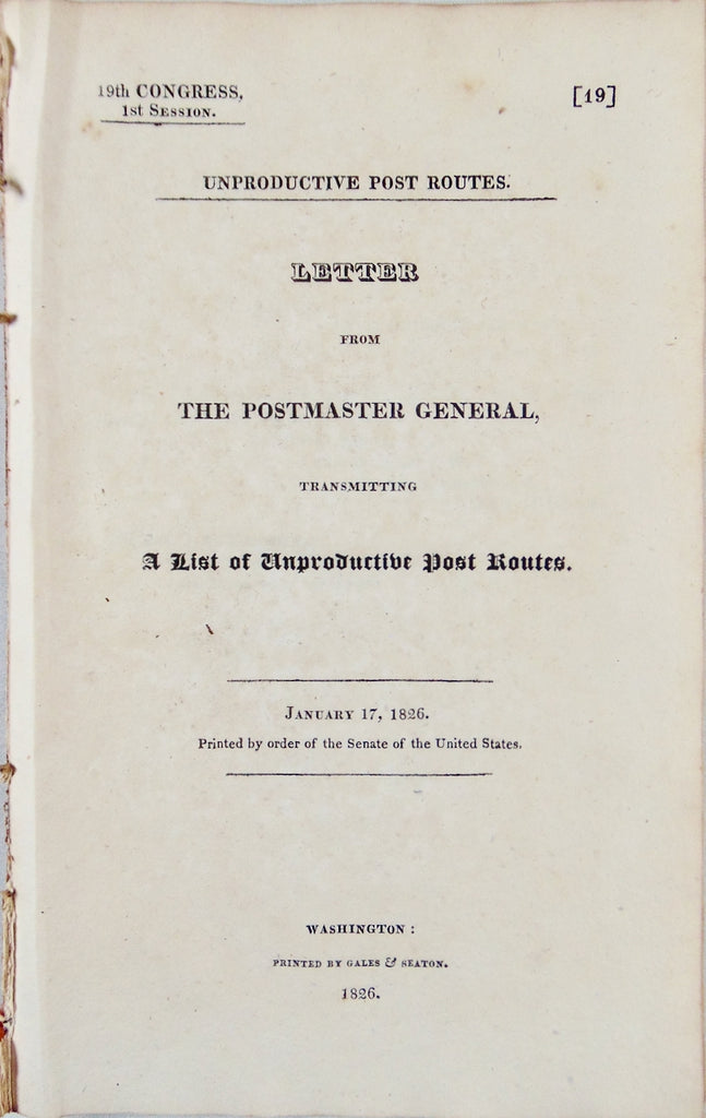1826 Postal Routes Linking Towns Together