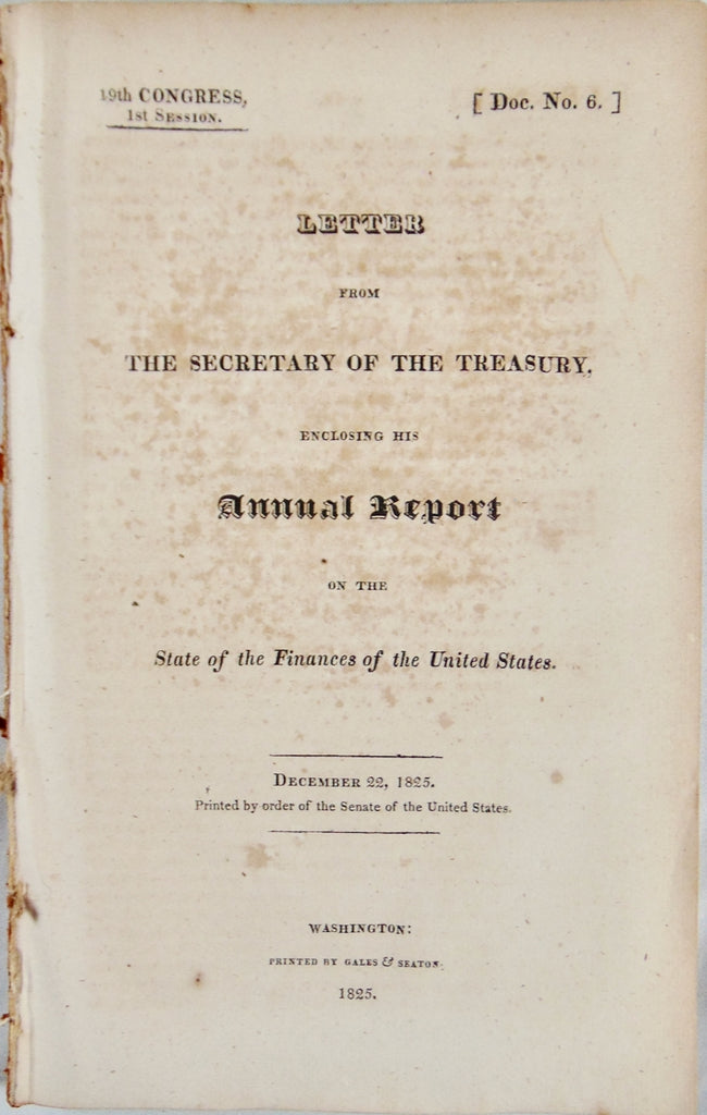 1825 Secretary of the Treasury, State of the Finances of the United States