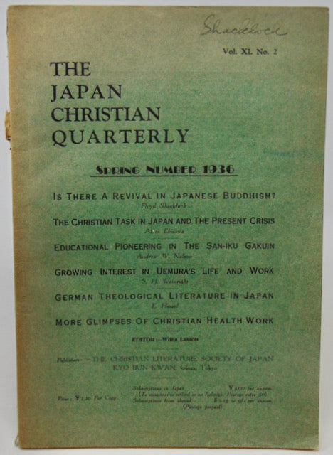 Lamott, Willis. The Japan Christian Quarterly, Spring 1936