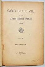 Load image into Gallery viewer, Andrade, Ignacio. Codigo Civil de los Estados Unidos de Venezuela, 1916