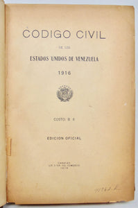 Andrade, Ignacio. Codigo Civil de los Estados Unidos de Venezuela, 1916
