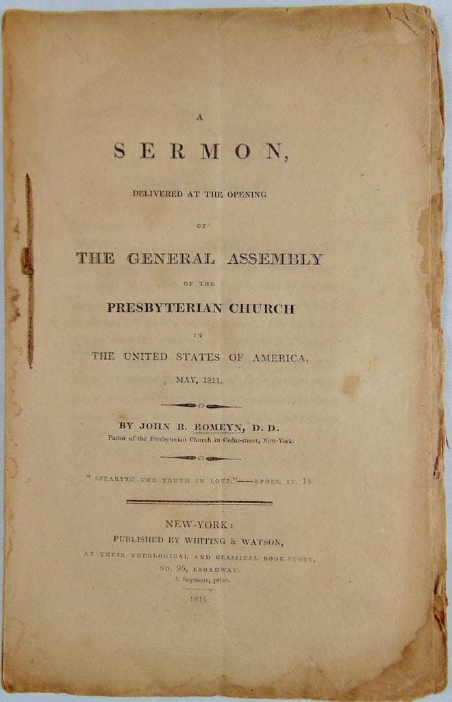 1811 Presbyterian Churches in the United States should Unite into one Church