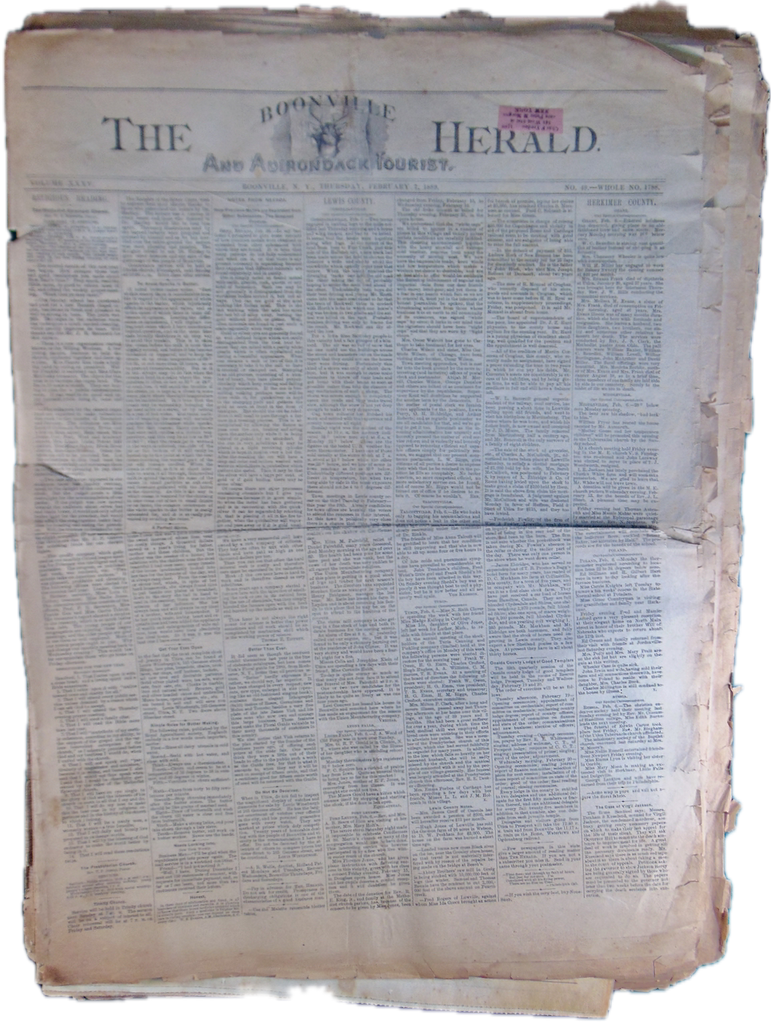 The Boonville Herald and Adirondack Tourist 1888-1889, 17 issues
