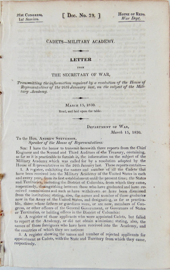1830 West Point Cadets, 1800-1829, Names, Careers, Service