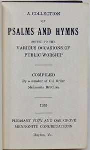 Old Order Mennonite Psalms & Hymns with shape-note tunes