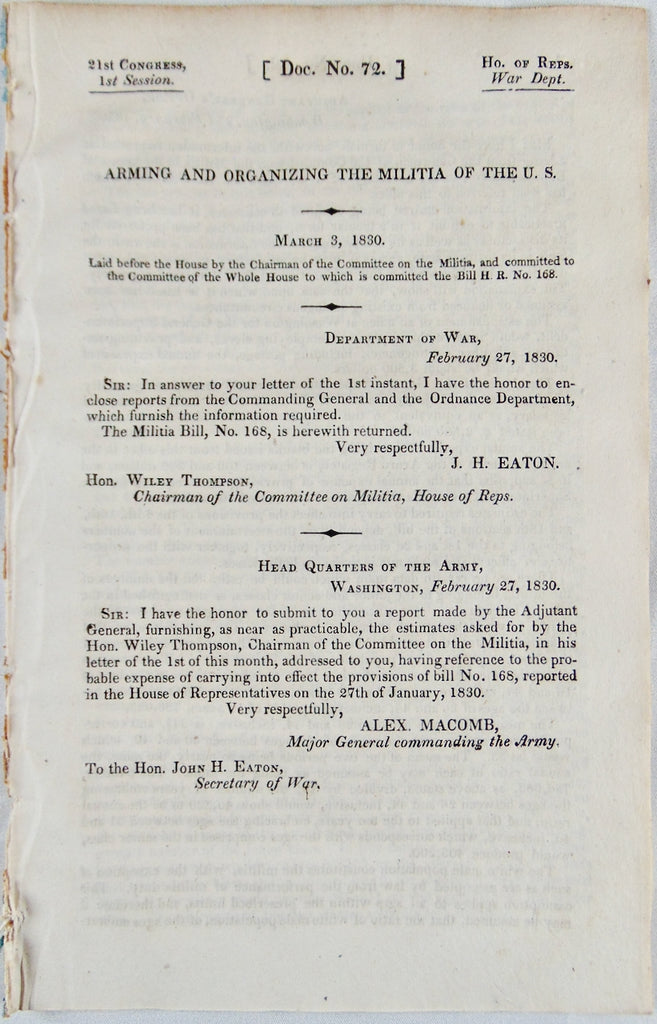 1830 Arming and Organizing the Militia of the United States
