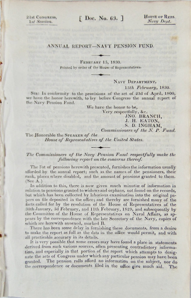 1830 US Navy Pensions, to whom paid, amounts, ship name, &c.