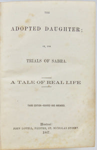 The Adopted Daughter; or, the Trials of Sabra: A Tale of Real Life (1867)
